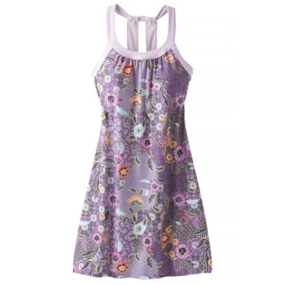 prAna Cantine Active Dress Sz L Maui Mist Kona Athleisure Purple Floral Tropical